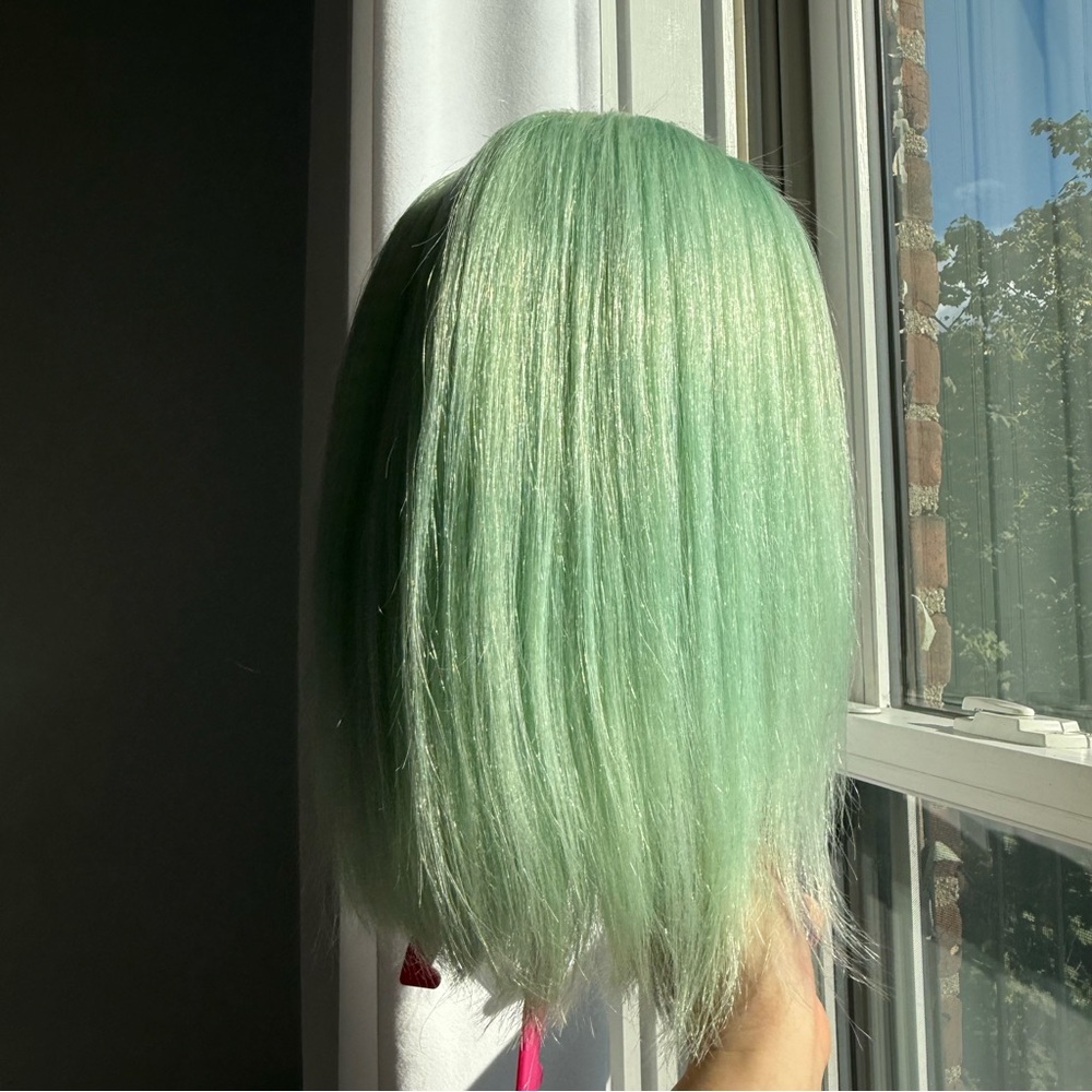 Mint Green human hair Women's Wig
